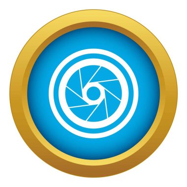 İzole büyük objektif simgesi mavi vektör