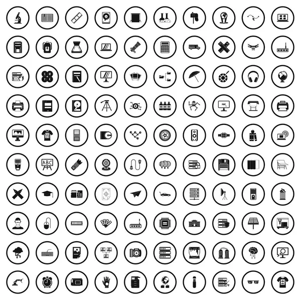 100 skrivare ikoner set, enkel stil — Stock vektor