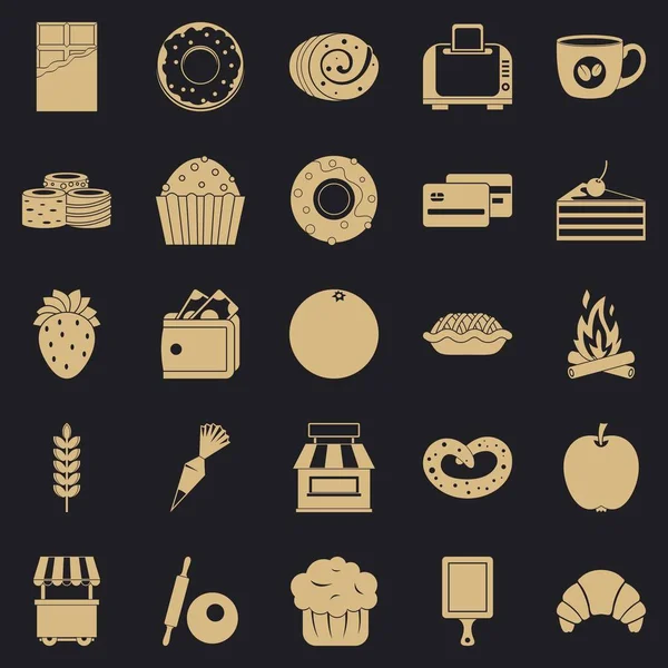 Conjunto de ícones de pastelaria, estilo simples — Vetor de Stock