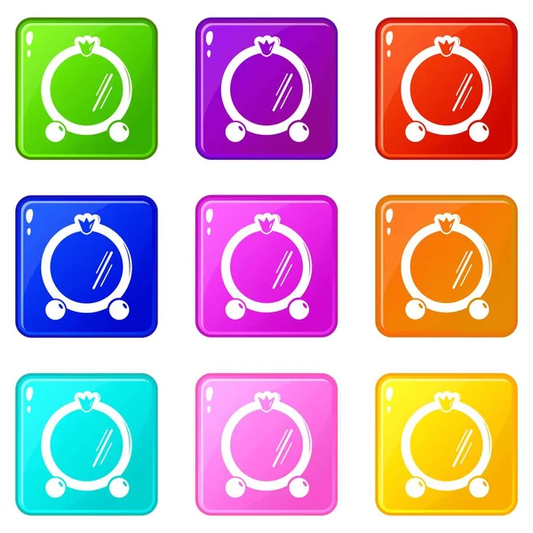 Spiegelrahmen Icons Set 9 Farben Kollektion — Stockvektor