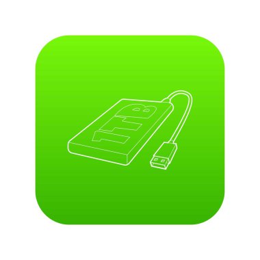 Harici sabit disk 1 tb yeşil simge vektör