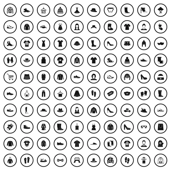 100 lompen iconen set, eenvoudige stijl — Stockvector