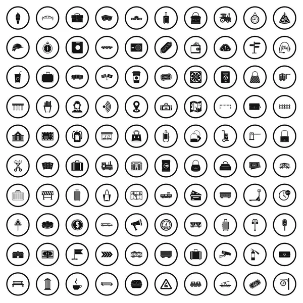 100 铁路图标集，简单的样式 — 图库矢量图片