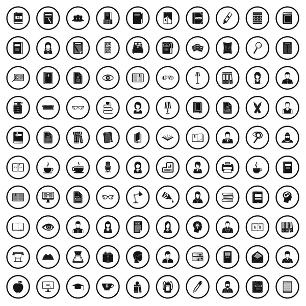 Set di 100 icone lettore, stile semplice — Vettoriale Stock