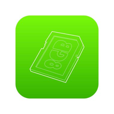 Bellek kartı 8 gb yeşil simge vektör