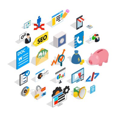 Hukuk Icons set, izometrik stili