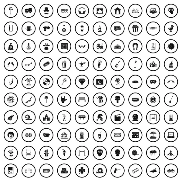 Ensemble de 100 icônes d'activités récréatives, style simple — Image vectorielle