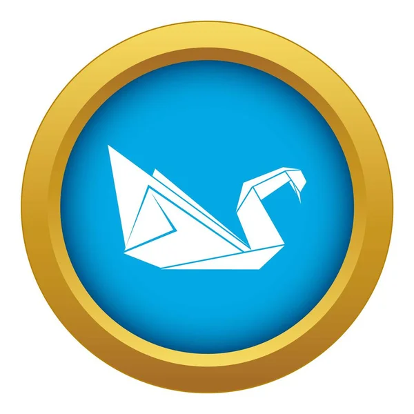 Origami cisne icono azul vector aislado — Vector de stock