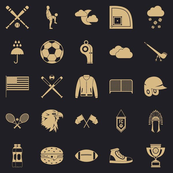 Kinds of sports icons set, simple style
