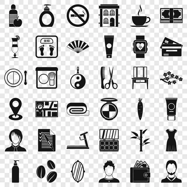 Hairdressing salon icons set, simple style — Stock Vector