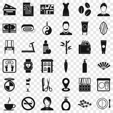 Kuaförlük aracı Icons set, basit tarzı
