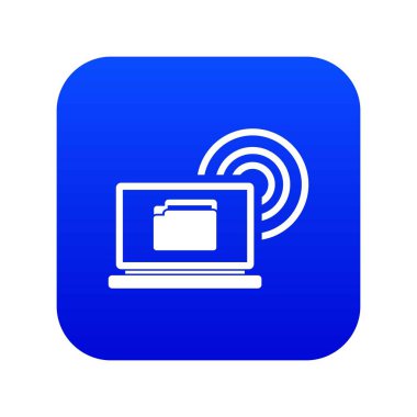 Dizüstü bilgisayar ve kablosuz simgesini dijital mavi