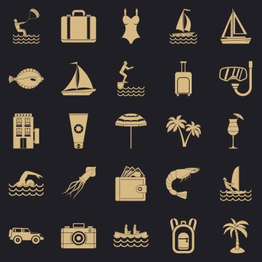 Anti-güneş kremi Icons set, basit tarzı