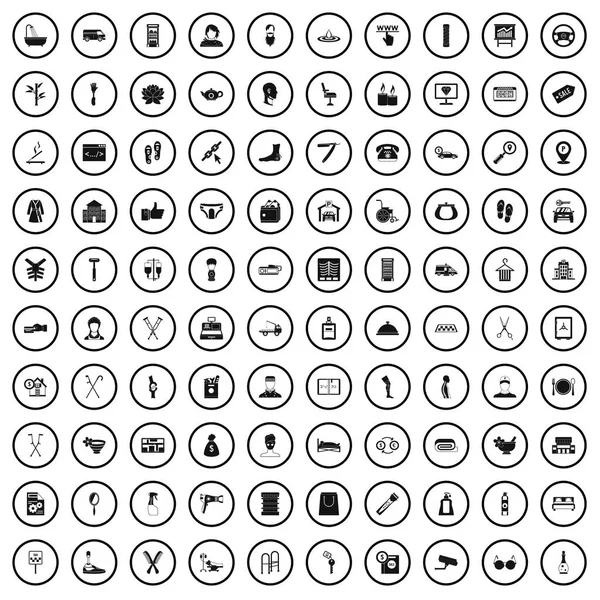 Conjunto de 100 ícones de serviço, estilo simples — Vetor de Stock