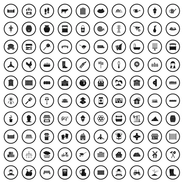 Ensemble de 100 icônes de règlement, style simple — Image vectorielle