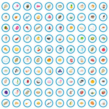 100 içecekler Icons set, izometrik 3d stili