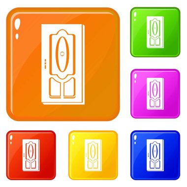 Ahşap kapı simgeler vektör renk ayarla