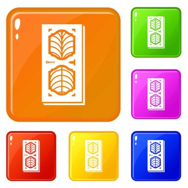 Kapı dekorasyon simgeler vektör renk ayarla