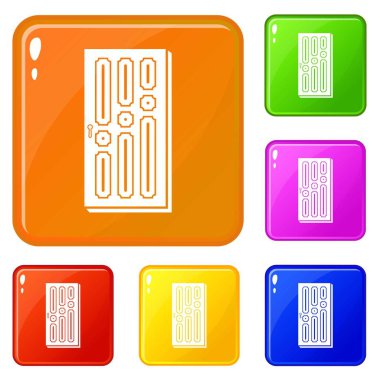 Ev kapı simgeler vektör renk ayarla