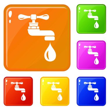 Su dokunun simgeler kümesi vektör renk