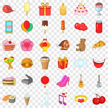 Tatil Icons set, karikatür tarzı