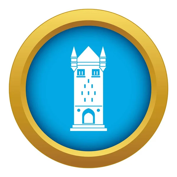 Castillo torre icono azul vector aislado — Vector de stock