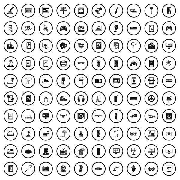 Ensemble de 100 icônes de génie logiciel, style simple — Image vectorielle