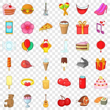 Kutlama parti Icons set, karikatür tarzı