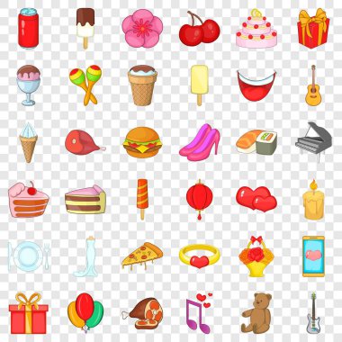 Eğlenceli tatil Icons set, karikatür tarzı