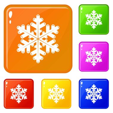 Kar tanesi simgeler vektör renk ayarla