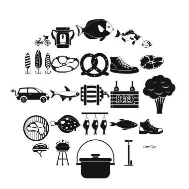 Orman Icons set, basit tarzı hafta sonu