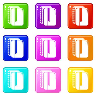 Kopya kitap simgeleri 9 renk koleksiyonu ayarla