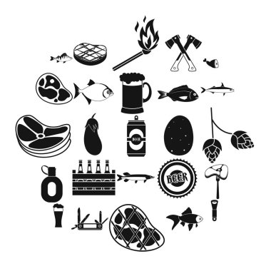 Kamp Icons set, basit tarzı