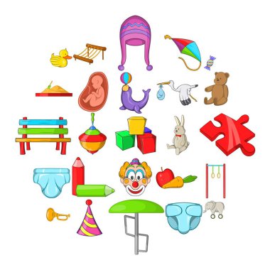 Bebek Icons set, karikatür tarzı