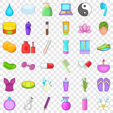 Saç aracı Icons set, karikatür tarzı