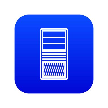 Siyah bilgisayar sistem birimi simgesi dijital mavi