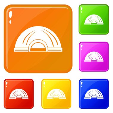 Yerli konut simgeler vektör renk ayarla