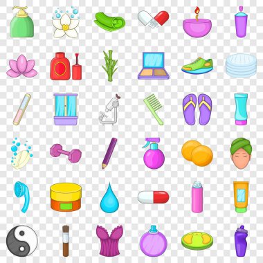 Kuaförlük aracı Icons set, karikatür tarzı