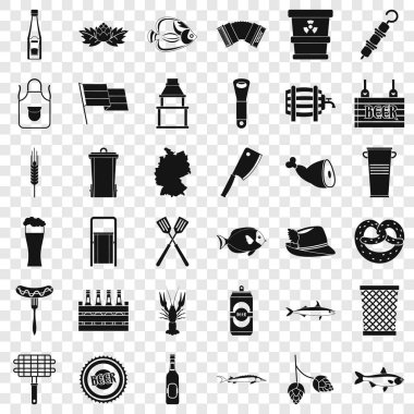 Bira tatil Icons set, basit tarzı