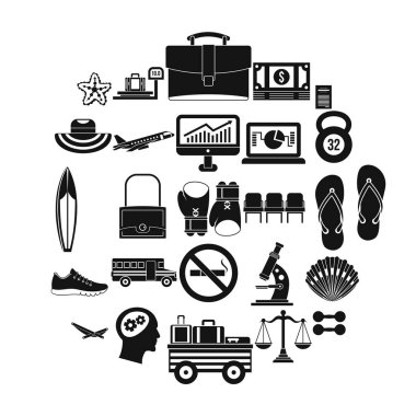 El çantası Icons set, basit tarzı