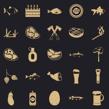 Kamp Icons set, basit tarzı