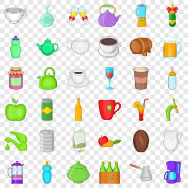 İçecek Icons set, karikatür tarzı