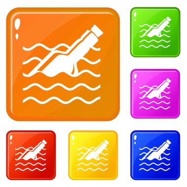 Mesaj şişe simgeler kümesi vektör renkli