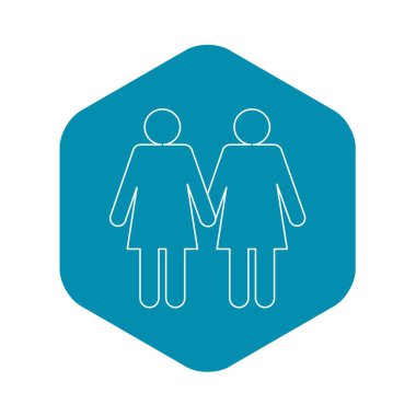 İki kız lezbiyenler simgesi, anahat stili