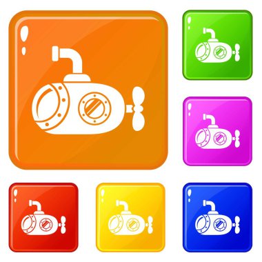 Bathyscaphe simgeler vektör renk ayarla