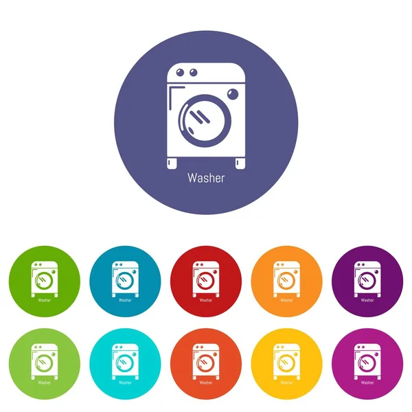 Çamaşır makinesi simgeler vektör renk ayarla — Stok Vektör