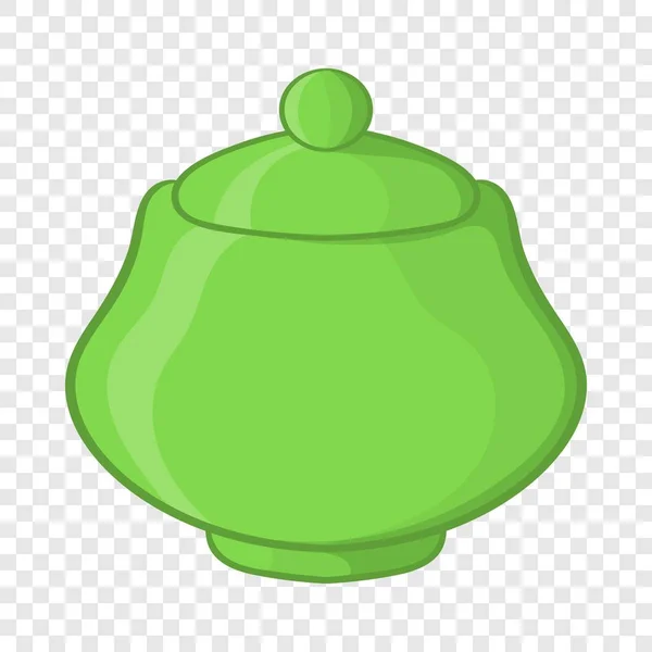 Gröna keramiska socker skål ikon, tecknad stil — Stock vektor