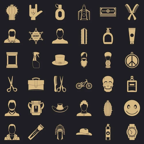 Kesim saç Icons set, basit tarzı — Stok Vektör