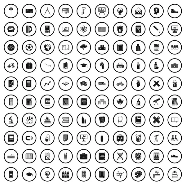 100 icônes de l'école dans un style simple — Image vectorielle