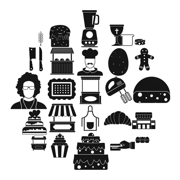 Conjunto de iconos de pasteles, estilo simple — Vector de stock